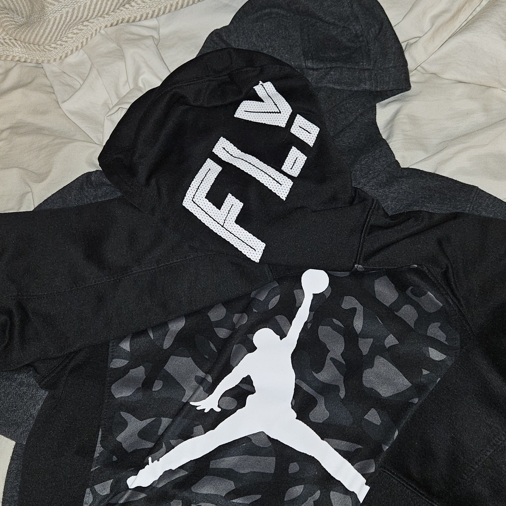 Black and Gray Hoodie with Graphic Design